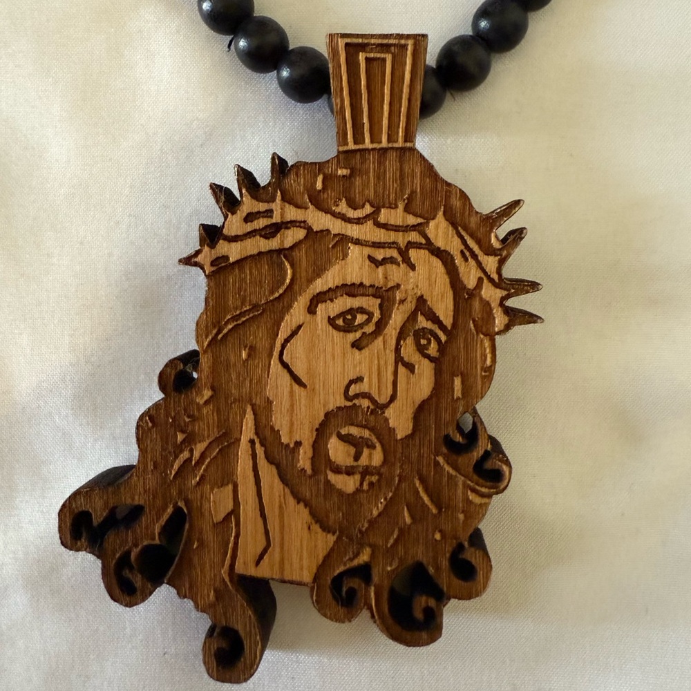 Jesus Piece Wood Necklace